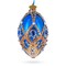 Royal Blue Jeweled Egg with Gold Filigree and Crystal Accents Glass Egg Ornament 4 Inches